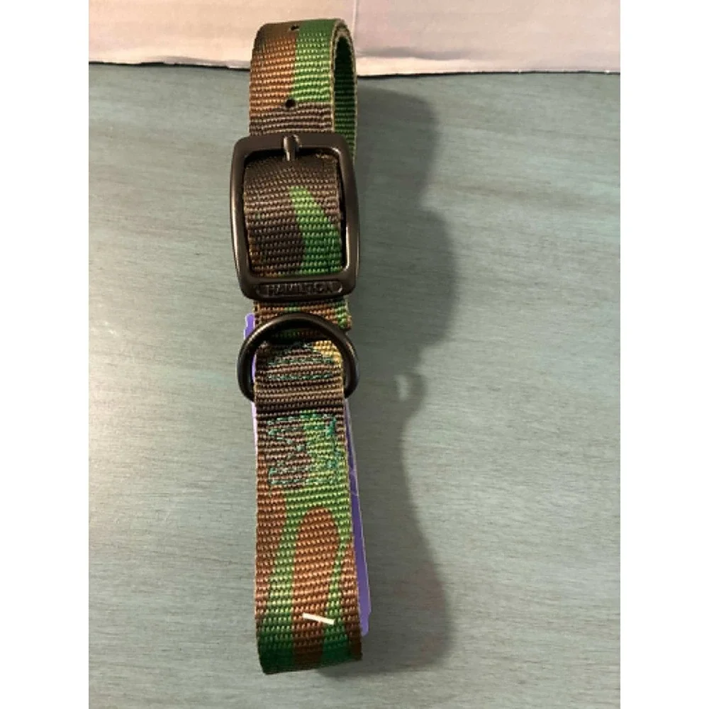 Hamilton Dog Collar Pet 20in Green Camo NEW Nylon Deluxe Buckle DD 20CM